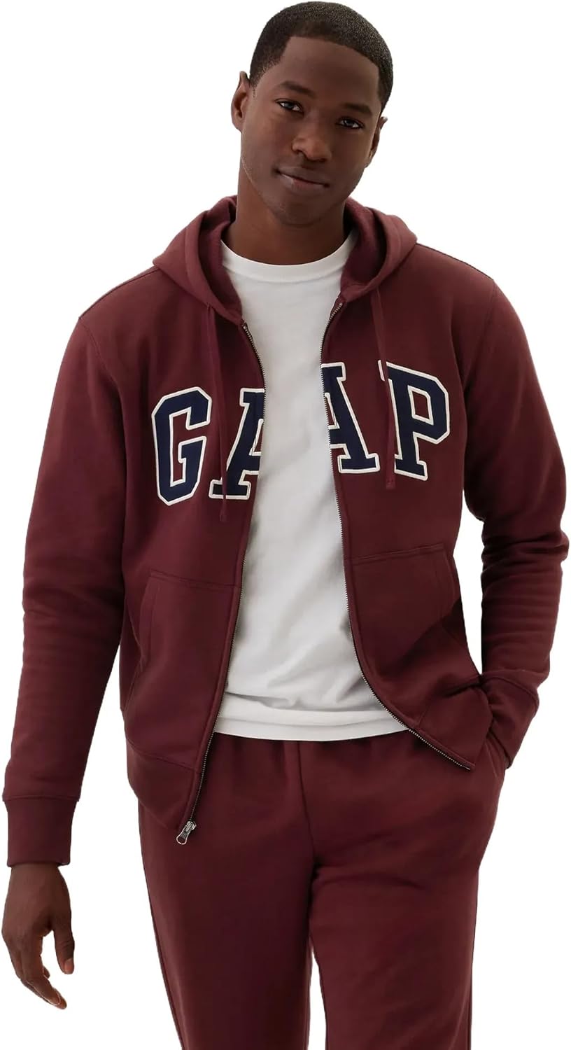 gap MEN'S COLLECTIONS 大型版 GAP Men's Heritage Logo Full Zip Hoodie, Blood Orange 622